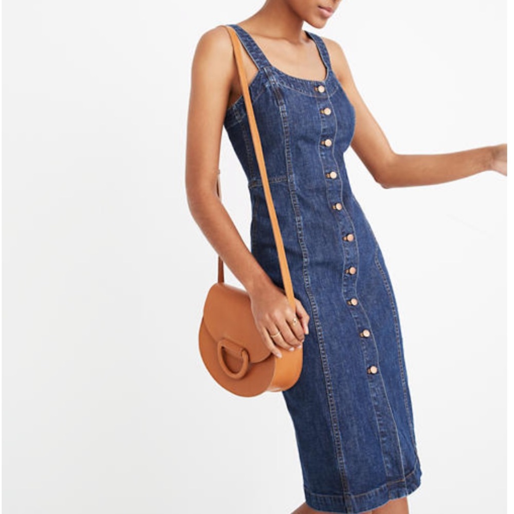 Madewell denim button down knee tank Jean dress